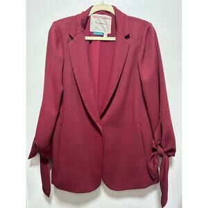 Cartonnier Anthropologie Lloyd Red Button Tie Sleeve Blazer Jacket Sz 8